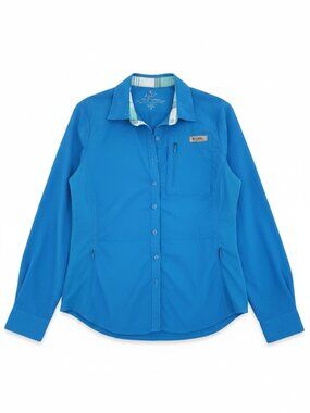 Kühl Sojourn Cobalt Blue Nylon Zip Pocket Hiking Gorpcore Travel Shirt Women's M